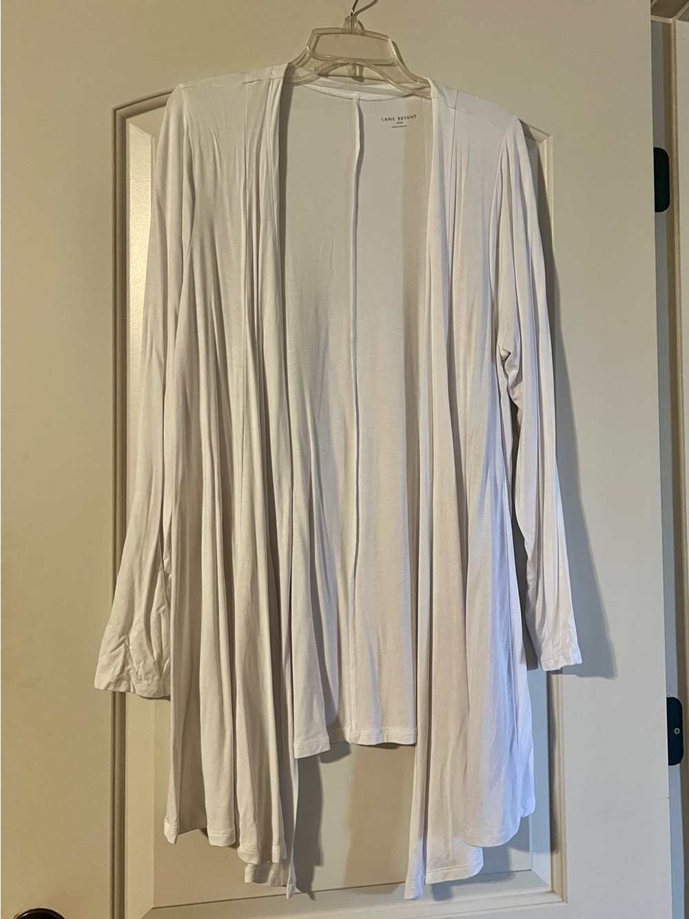 Lane Bryant White Open-Front Draped Cardigan